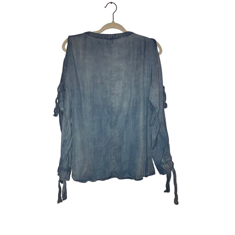🛑 LAST CHANCE! Velvet heart chambray open sleeves top size small - Picture 5 of 5